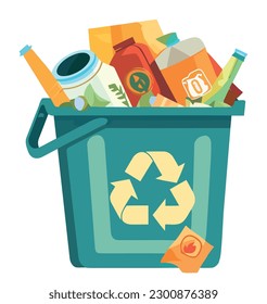 Contenedor de papelera de reciclaje sobre blanco
