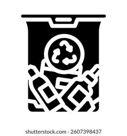 recycling bin cosmetics sustainable beauty glyph icon vector. recycling bin cosmetics sustainable beauty sign. isolated symbol illustration