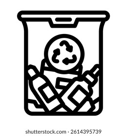 recycling bin cosmetics sustainable beauty line icon vector. recycling bin cosmetics sustainable beauty sign. isolated contour symbol black illustration