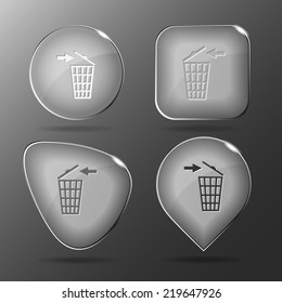 Recycling bin. Glass buttons. Vector illustration.