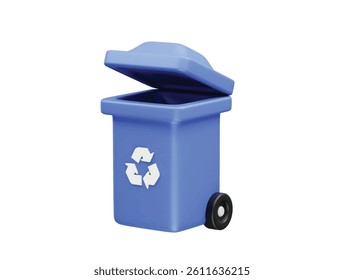 Recycling bin icon 3d rendering illustration. 3d trash bin and recycle icon render