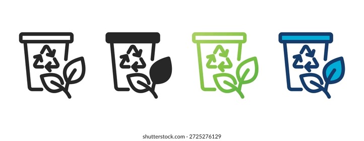 Recycling-Papierkorb-Symbolsammlung mit mehreren Stilen