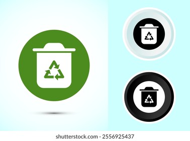 Recycling bin icon design illustration. Environment icon, trash bin sign