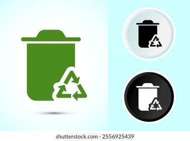 Recycling bin icon design illustration. Environment icon, trash bin sign