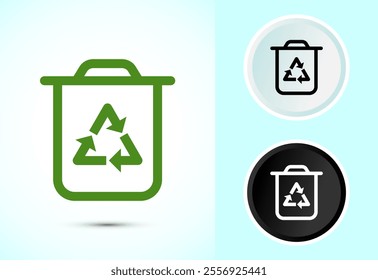 Recycling bin icon design illustration. Environment icon, trash bin sign