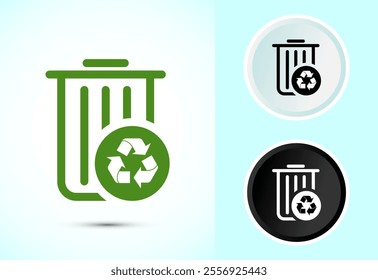 Recycling bin icon design illustration. Environment icon, trash bin sign