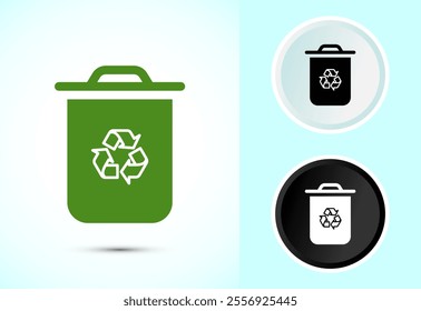 Recycling bin icon design illustration. Environment icon, trash bin sign