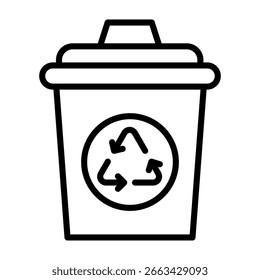 Ilustración vectorial de estilo de línea de icono de papelera de reciclaje