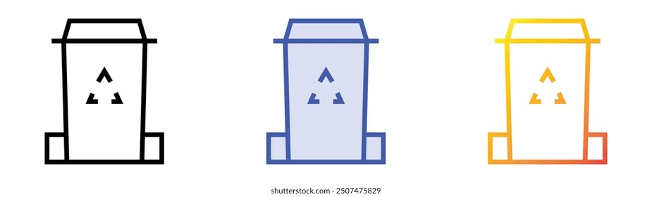 recycling bin icon. Linear, Blue Fill and Gradient Style Design Isolated On White Background