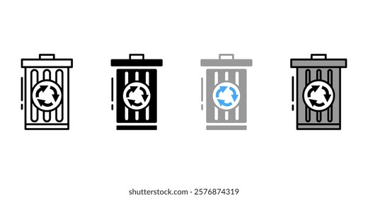 Recycling bin icon. Reusable and biodegradable garbage sign. Sustainable materials symbol. environment symbol. Eco care pictogram. Global pollution illustration.