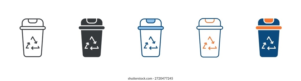 Conjunto de iconos de papelera de reciclaje Colección de estilo múltiple