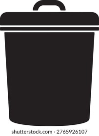 Recycling bin icon. Simple black vector graphic. Waste disposal symbol on a transparent backdrop. Isolated design for environmental themes.