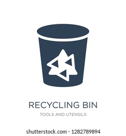 recycling bin icon vector on white background, recycling bin trendy filled icons from Tools and utensils collection, recycling bin vector illustration