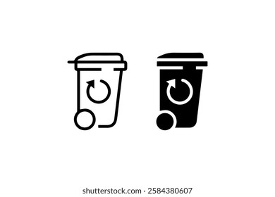Recycling bin icons with circular arrows Vector