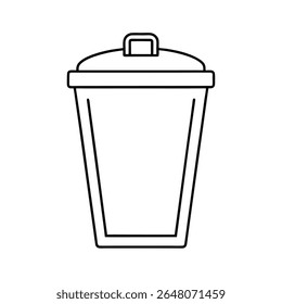 Recycling bin with labeled lid detailed outline in line art Vector illustration