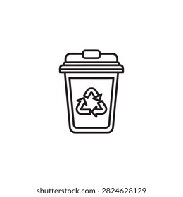 Recycling bin with lid and transparent background for eco friendly design
