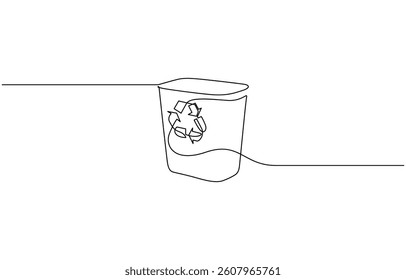 Recycling Bin Line Icon with Editable Stroke, Continuous one line drawing recycle bin, One continuous line drawing of metallic garbage container. Recycling waste dustbin in simple linear style.