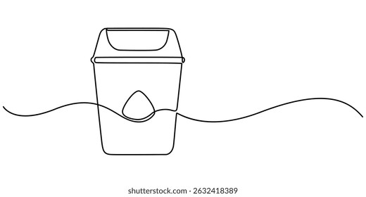 Recycling Bin Line Icon with Editable Stroke, Continuous one line drawing recycle bin, Trash bin continuous one line drawing. Trash can, dustbin, recycle concept. Vector illustration, Plastic recycle.