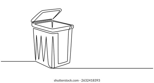 Recycling Bin Line Icon with Editable Stroke, Continuous one line drawing recycle bin, Trash bin continuous one line drawing. Trash can, dustbin, recycle concept. Vector illustration, Plastic recycle.