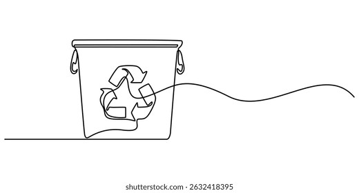 Recycling Bin Line Icon with Editable Stroke, Continuous one line drawing recycle bin, Trash bin continuous one line drawing. Trash can, dustbin, recycle concept. Vector illustration, Plastic recycle.