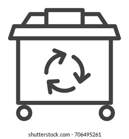 Recycling bin line icon, outline vector sign, linear style pictogram isolated on white. Symbol, logo illustration. Editable stroke. Pixel perfect graphics