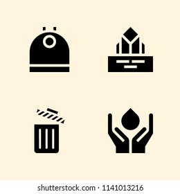 recycling bin, save water, iceberg and trash icons set. Vector graphic design for web and application