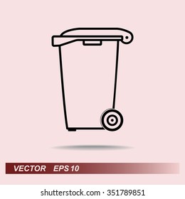 Recycling bin sign icon, vector illustration. Flat design style