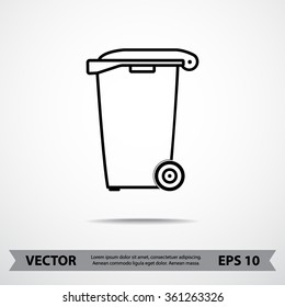 Recycling bin sign icon, vector illustration. Flat design style