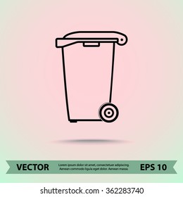Recycling bin sign icon, vector illustration. Flat design style