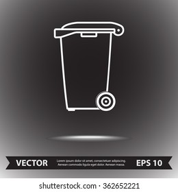 Recycling bin sign icon, vector illustration. Flat design style