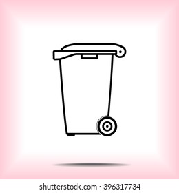 Recycling bin sign icon, vector illustration. Flat design style