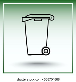 Recycling bin sign icon, vector illustration. Flat design style