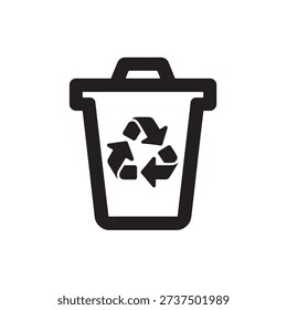 Recycling bin with recycling symbol on transparent background for eco friendly concepts