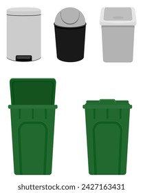 recycling bin trash bucket stock vector illustration isolated on white background