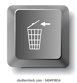 Recycling bin. Vector computer key.