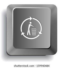 Recycling bin. Vector computer key.