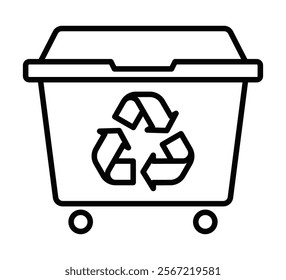 Recycling bin vector icon with arrows. Editable stroke.