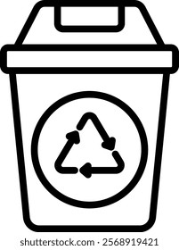 Recycling Bin Vector Lineal Icon On White Background.