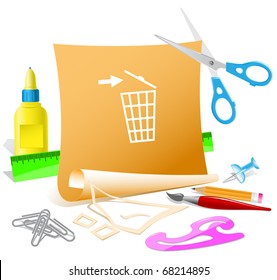Recycling bin. Vector paper template.