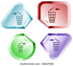 Recycling bin. Vector sticker.