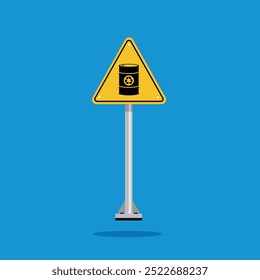 recycling bin warning sign on yellow triangle board. Suitable for posters and web icons
