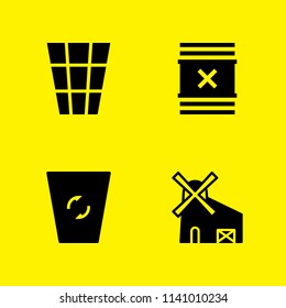 recycling bin, windmill, waste and garbage icons set. Vector graphic design for web and application