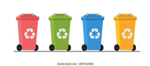 Recycling bins. Garbage sorting concept. Vector illustration in flat style.