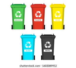 Recycling Bins Set Trash Cans Different Stock Vector (Royalty Free ...