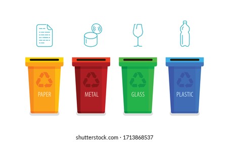Recycling bins. Sorting garbage infographic vector illustration
