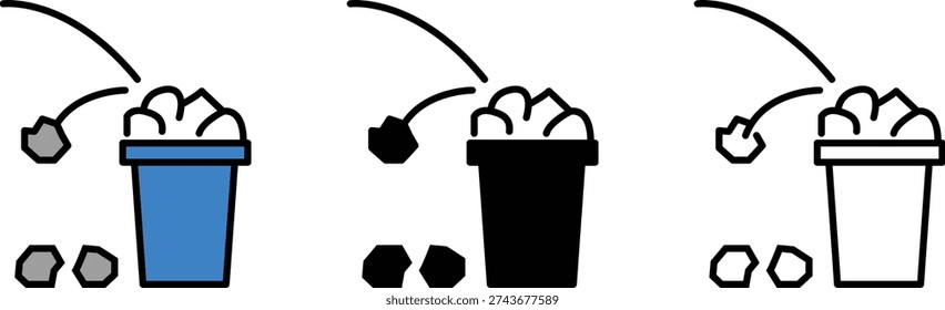 Recycling bins trash can and dustbin set icons vector illustration Isolated on transparent background