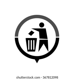 Recycling - black vector icon; map pointer;  message bubble