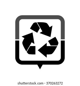 Recycling - black vector icon; map pointer;  message bubble