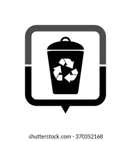 Recycling - black vector icon; map pointer;  message bubble