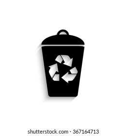 Recycling - black vector  icon with shadow